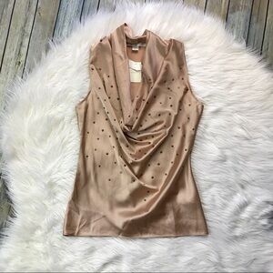 Boston Proper Tan Sleeveless Cowl Neck Top